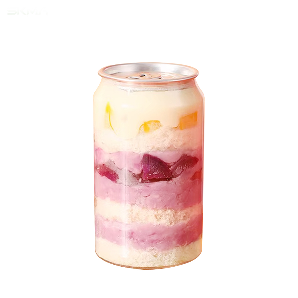 Trending Customizable Logo Clear PET Plastic Can with Pull Ring Jar Bottle for Cake Cold Drinks Beverage and Leak-Proof Design
