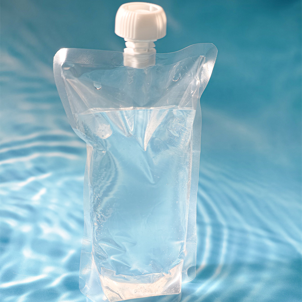 Durable Food Grade Self-Standing Clear PET Beverage Packaging Bag Spout Top for Juice Mineral Water Beer Custom Logo Gravure