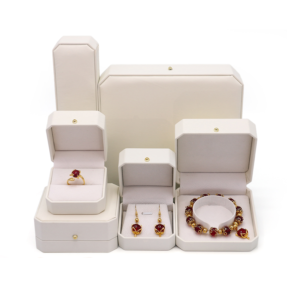 FADELI PACKING-Custom Logo Luxury White PU Leather Ring Box for Jewelry Customizable Luxury Packaging