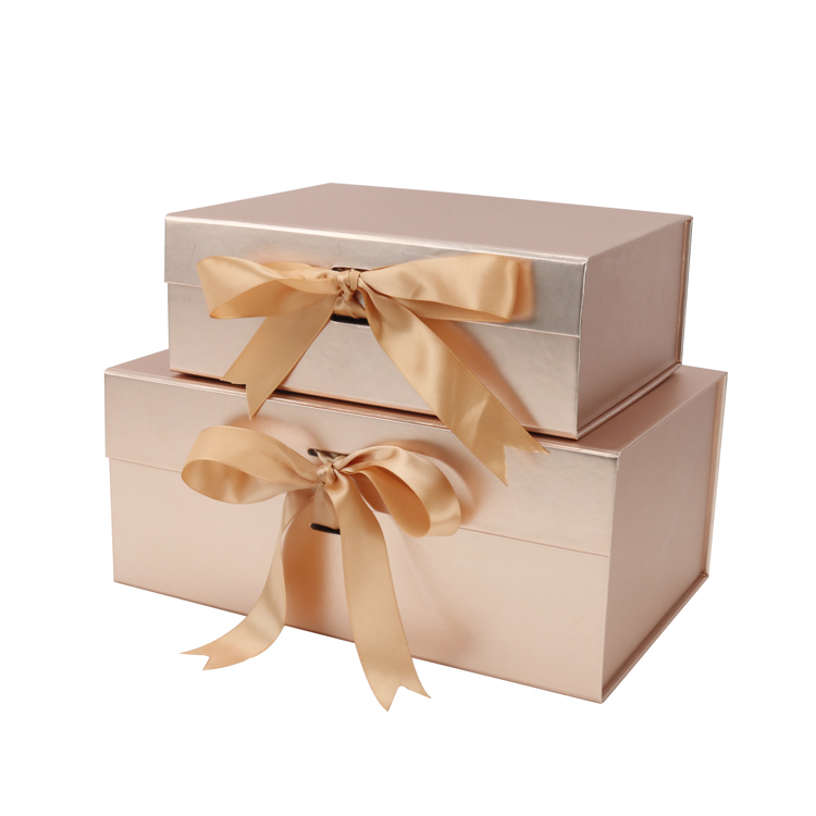 Hot Sale 280*180*120mm Folded Gift Box Birthday Gift Cosmetic Skin Care Ribbon Gift Box