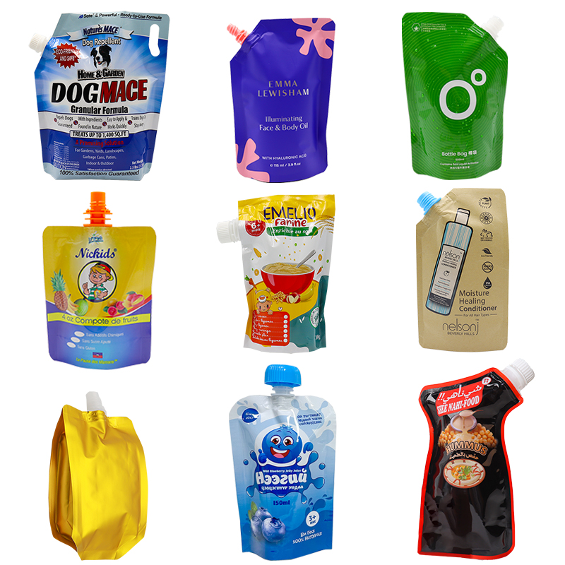 Custom Shaped Recyclable Stand up Pouch Bags with Spout for Juice Soda Beverage Packaging Gravure Printing