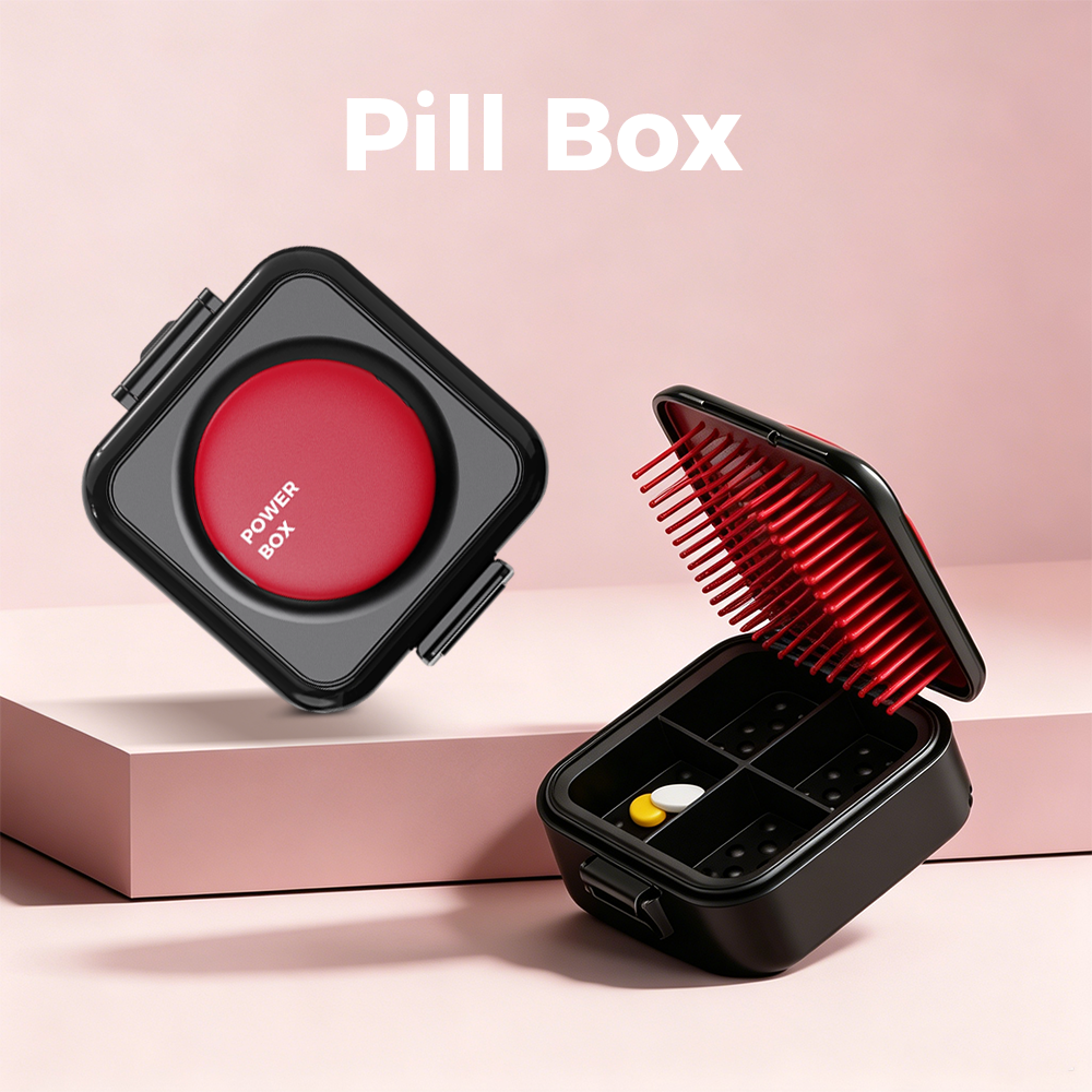Portable Pocket-Sized Plastic Pill Box Home Use Four Times Daily Mini Reminder Box Waterproof Silent Weekly Use