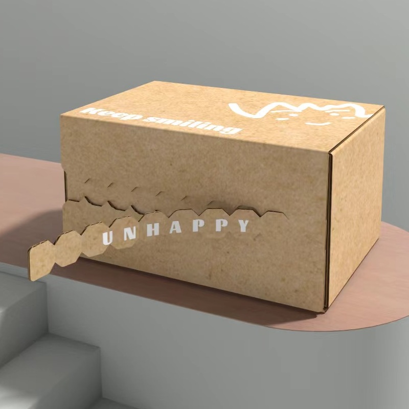 Corrugated Paper Box Packaging Cardboard Craft Corrugated Brown Zipper Box with Zipper Tear Strip