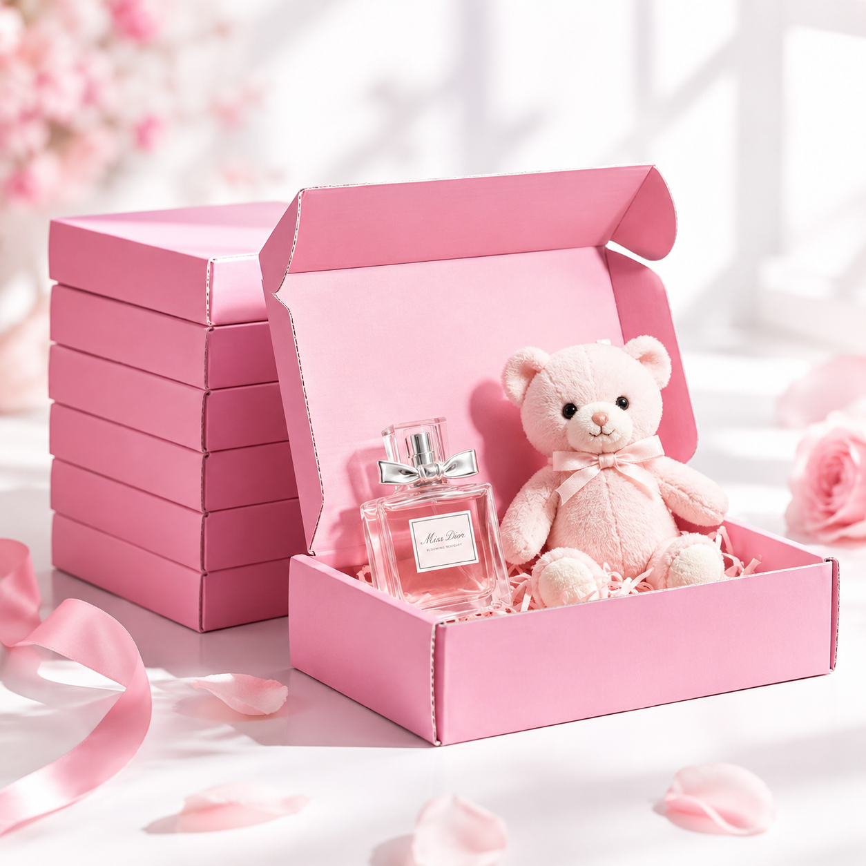 Pink Corrugated Cardboard Custom Paper Box Clothing Socks Shipping Mailing Packaging Box in Stock