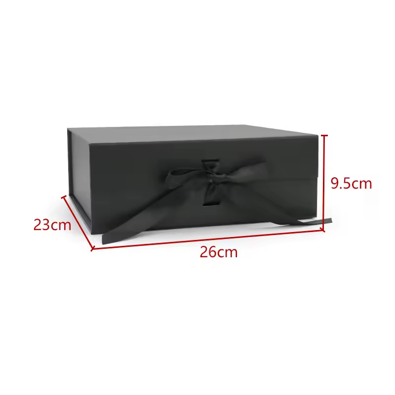 Quality Custom Logo Size Ribbon Folding Box Pink and Black Gift Paper Boxes Rectangle Shape Magnetic Packaging