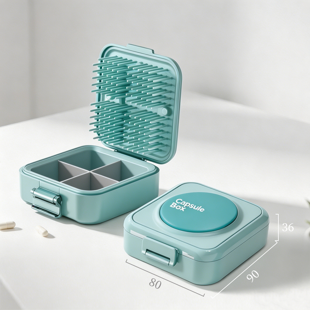 Portable Pocket-Sized Plastic Pill Box Home Use Four Times Daily Mini Reminder Box Waterproof Silent Weekly Use