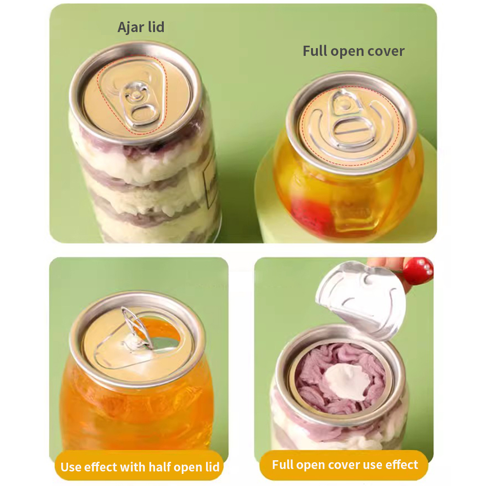 Trending Customizable Logo Clear PET Plastic Can with Pull Ring Jar Bottle for Cake Cold Drinks Beverage and Leak-Proof Design