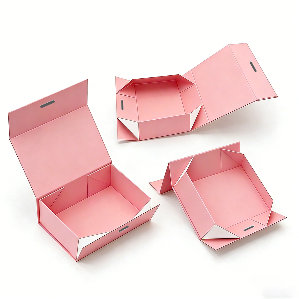 Custom Magnetic Closure Embossing Presentation Box Flap Ribbon Gift Packaging Pink Paper Large Luxury Gift Box