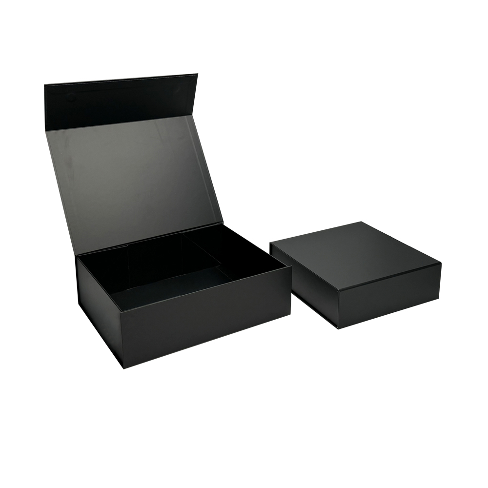 Custom Logo Wholesale Luxury Folding Magnet Clothing Paper Gift Box Packaging With Ribbon Black Magnetic Gift Box