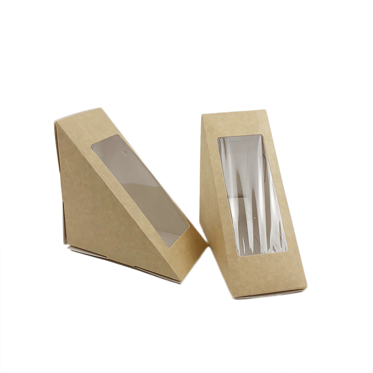 Biodegradable Compostable Food Grade Kraft Paper Sandwich Box Packaging Disposable Natural/Brown Customizable