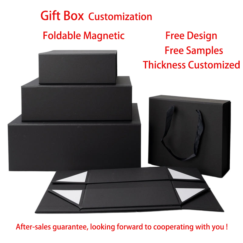 Free Design Custom Material Cardboard Luxury Packaging Folding Magnetic Gift Box With Ribbon