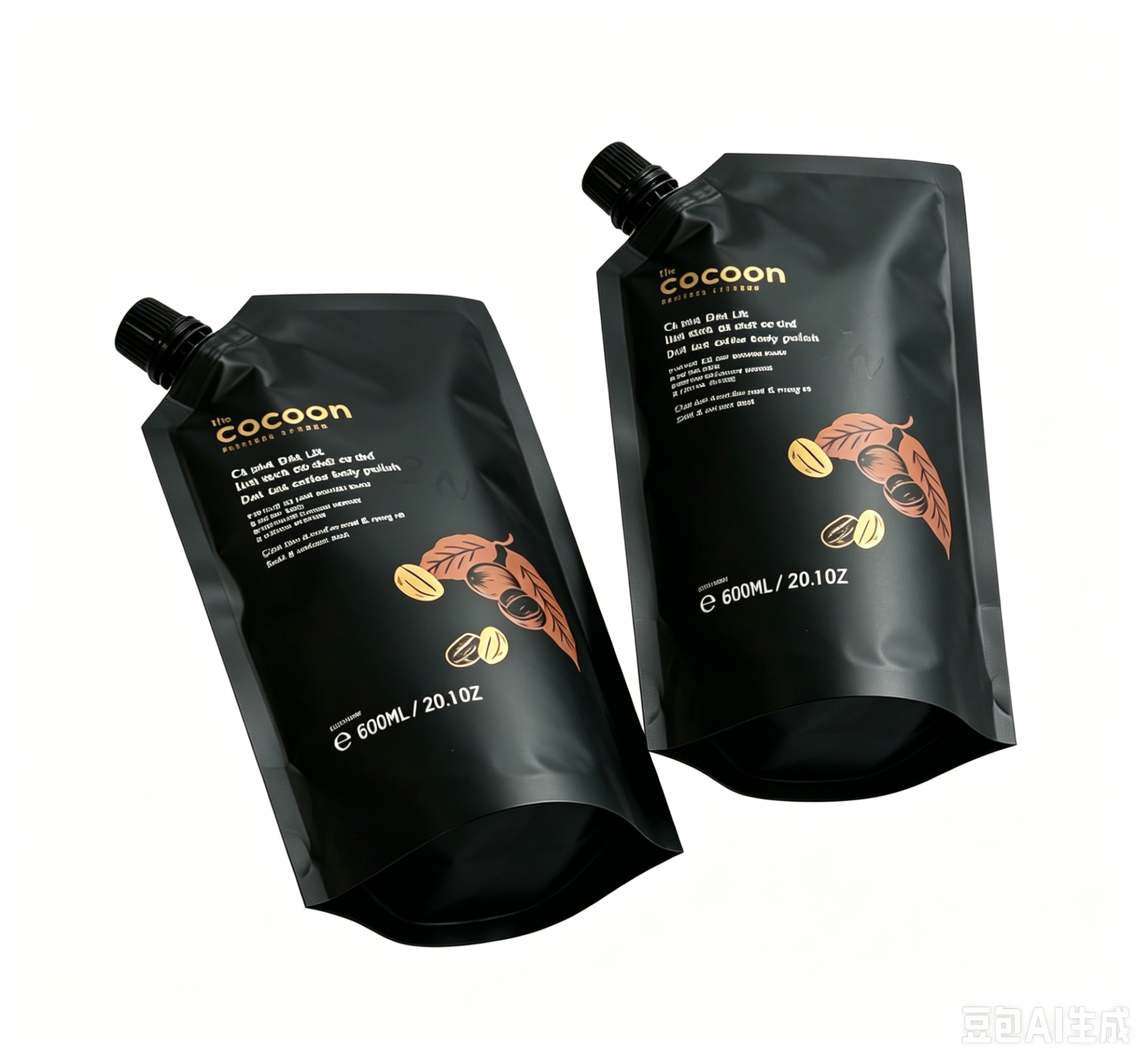 Custom Printed Matte Black Spout Pouch 600ml Stand Up Coffee Body Polish Liquid Juice Packaging For Skincare Cosmetic Storage