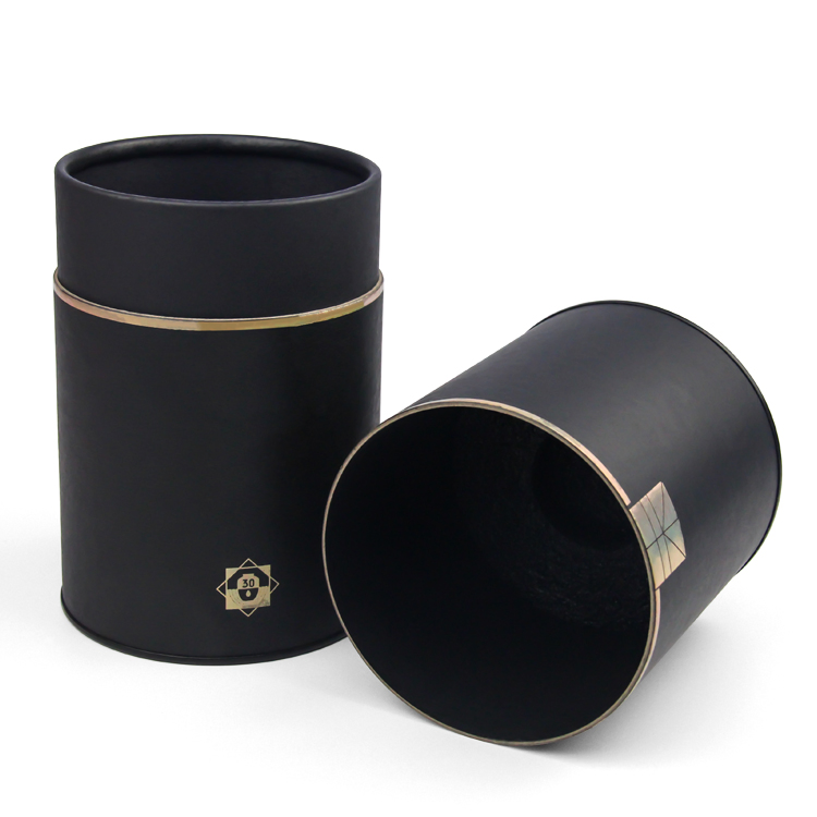 Firstsail Wholesale Custom Black Luxury Beverage Whisky Glass Paper Tube Box Bespoke Wine Bottle Packaging