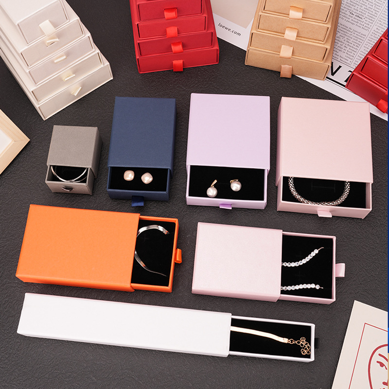 IN PACK Wholesale Drawer Jewelry Packaging Boxes Custom Logo Printed Paper Cardboard Jewelry Box For Ring Earring Pendant