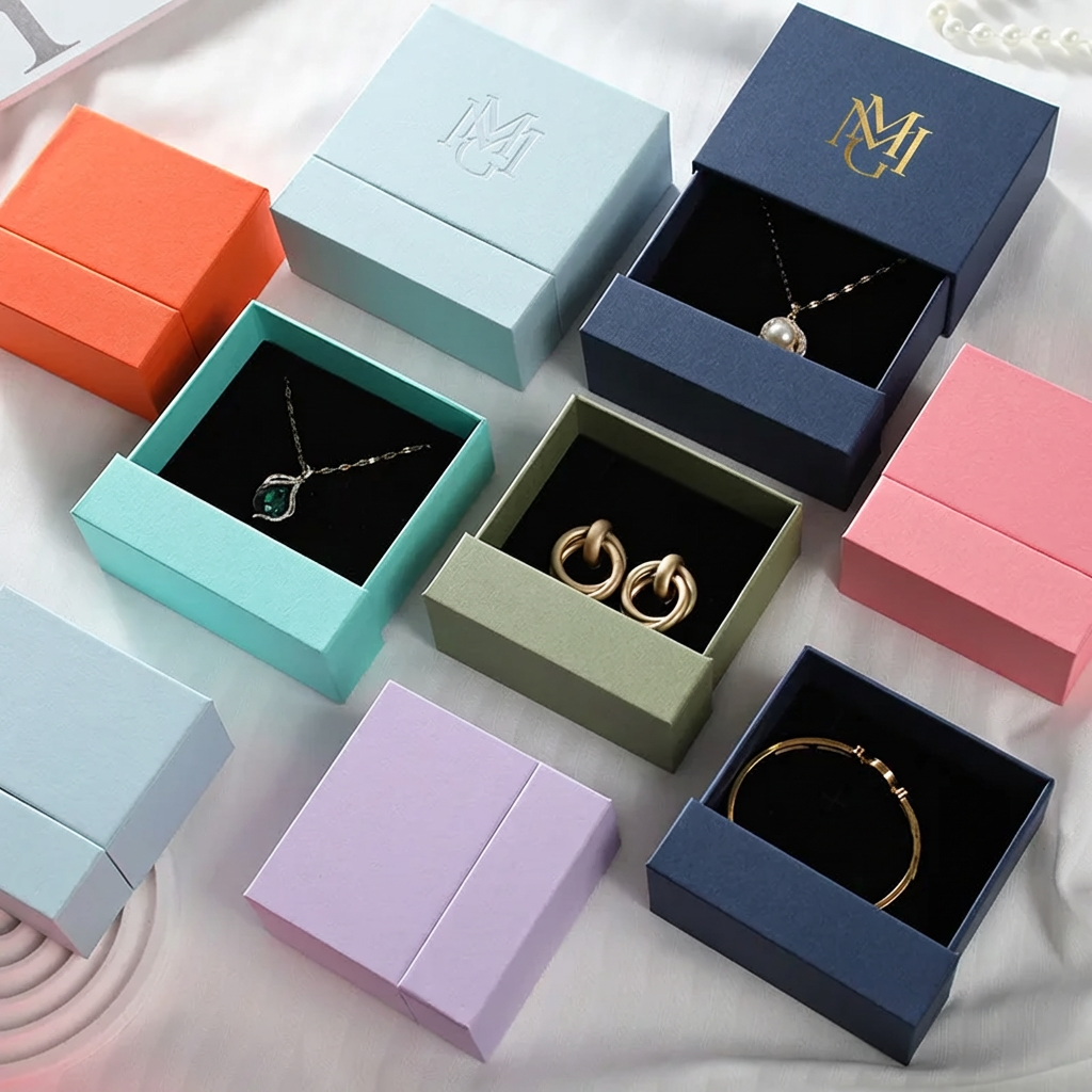 Custom Logo Luxury Jewelry Packaging Box For Bracelets Earrings Necklaces, Eco-friendly Square Paper Gift Box Wholesale