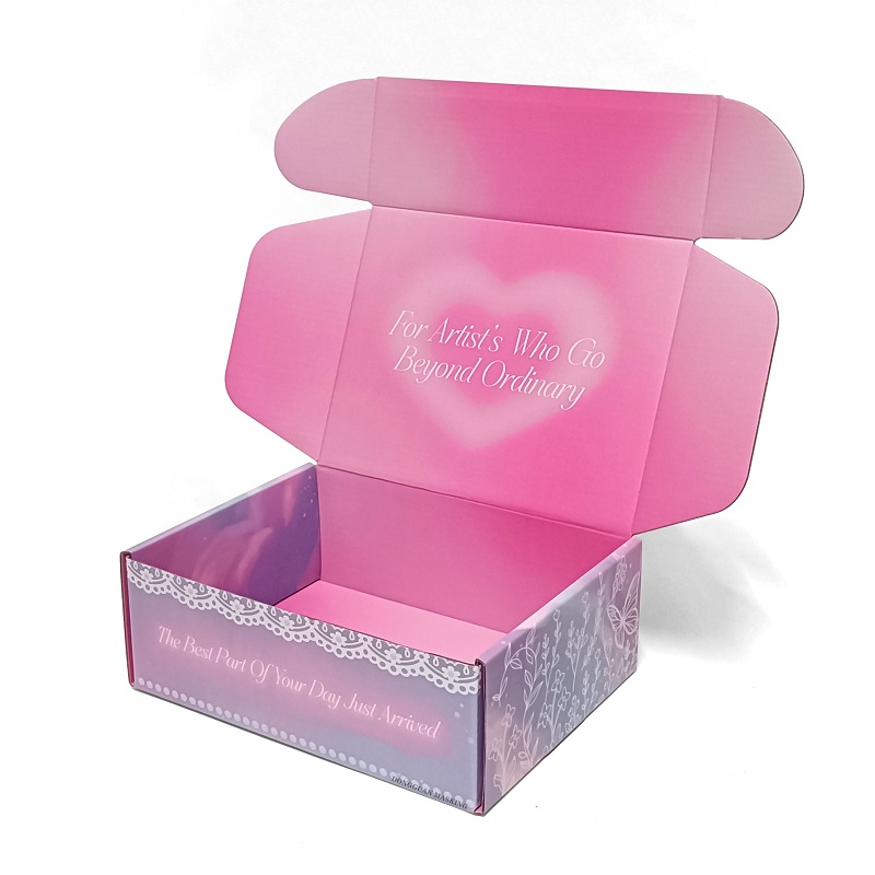 Oem Factory Custom Logo Shipping Package Printed Pink Corrugated Paper Mailer Box With Logo