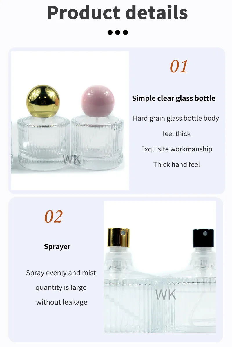 Empty Luxury Perfume Bottle Glass Bottle Packaging for Perfume with Spray