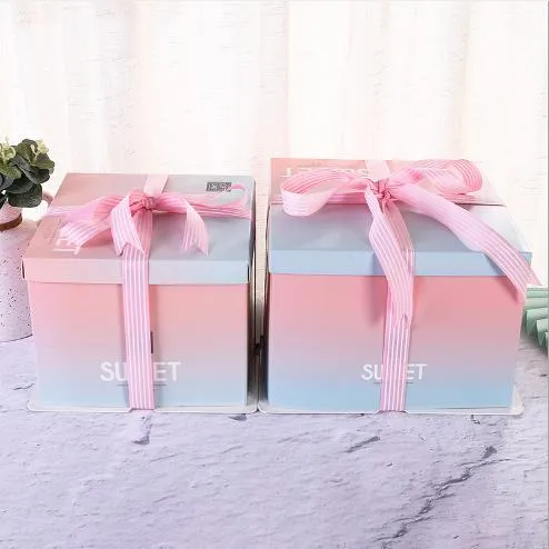 Wholesale Customized Printing Luxury Black Large Capacity Transparent Plastic Cardboard Holiday Birthday Baking Bread Tall Cake Shaped Clear Squar Packaging Box