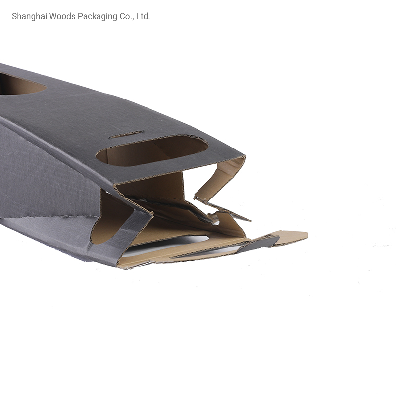 Recycled Cardboard Material One Bottle Carrier Packaging for Wine with Handle