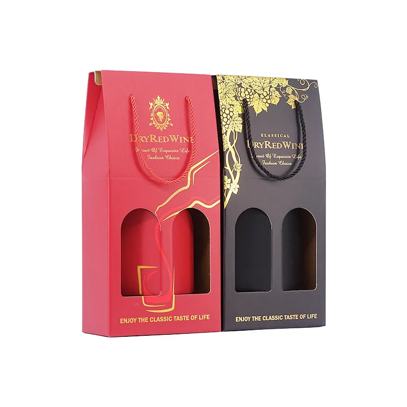 Custom Double and Single Red Wine Corrugated Paper Golden Hot Stamping Luxury Cardboard Paper Magnetic Liquor Gift Packaging Box