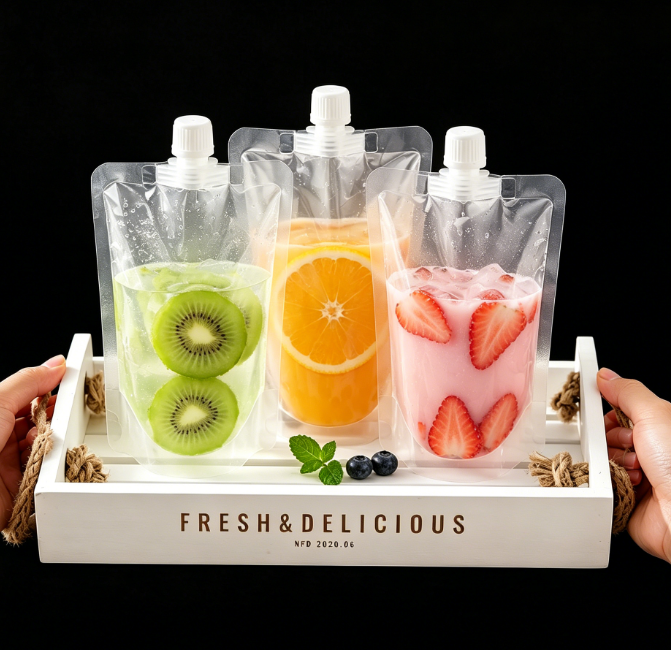 In Stock Beverage Storage Bag with Nozzle for Juice Milk Jelly Drink Packaging Gravure Printing Surface Handling Use for Beer