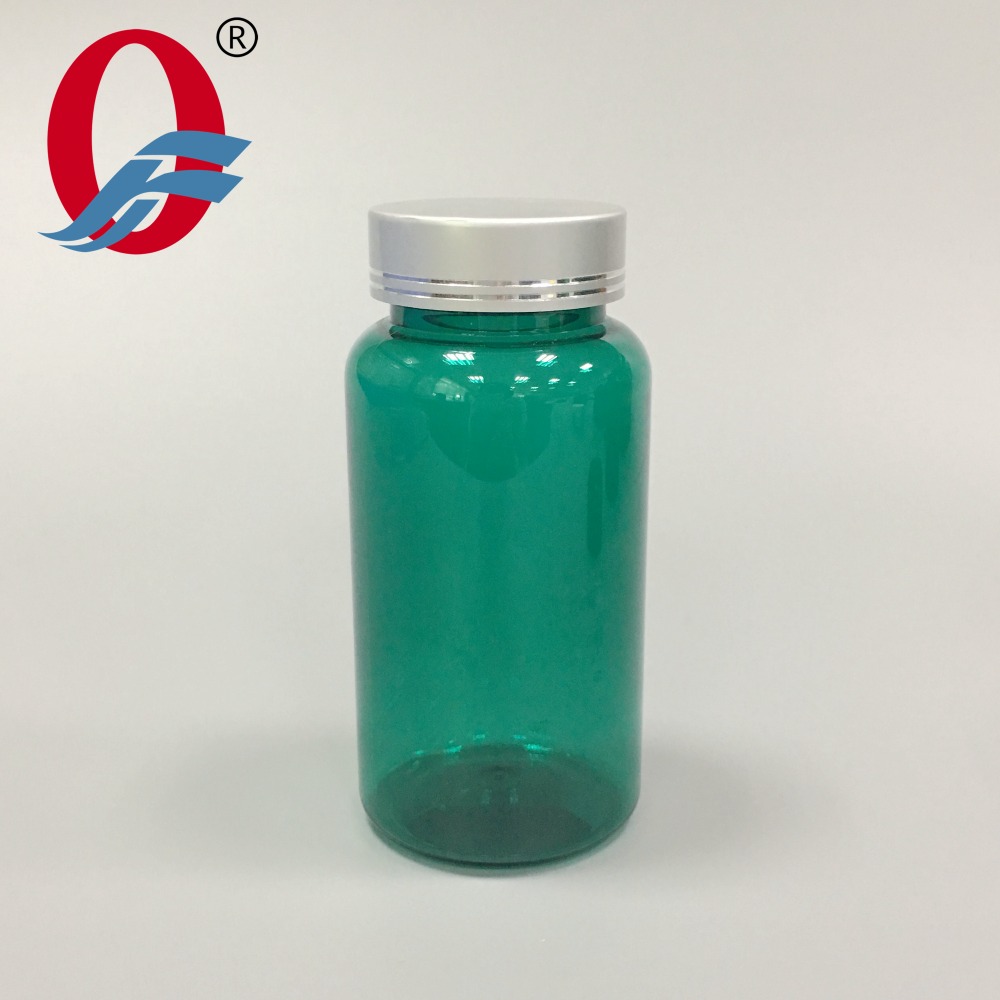 Plastic Medicine Pill Bottles Pharmaceutical Capsule Tablet Packaging Bottle Screw Cap with Pressure Aluminium 150ml PET Green