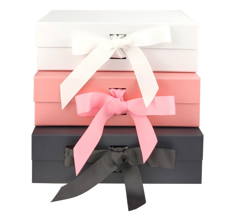 Free Design Custom Material Cardboard Luxury Packaging Folding Magnetic Gift Box With Ribbon