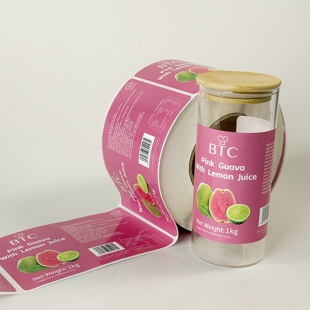 Custom Beverage Bottle Labels Waterproof BOPP Sticker Roll for Juice Tea Drink Packaging