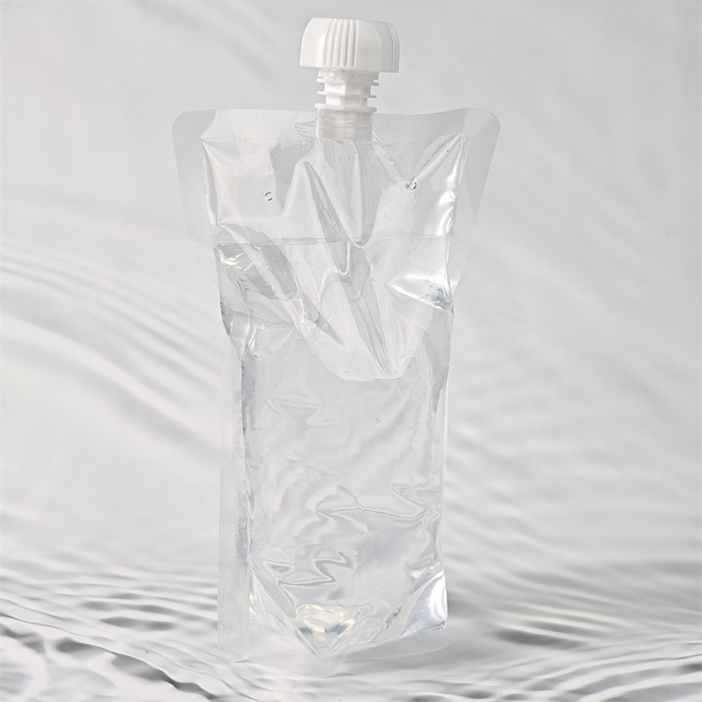 Durable Food Grade Self-Standing Clear PET Beverage Packaging Bag Spout Top for Juice Mineral Water Beer Custom Logo Gravure