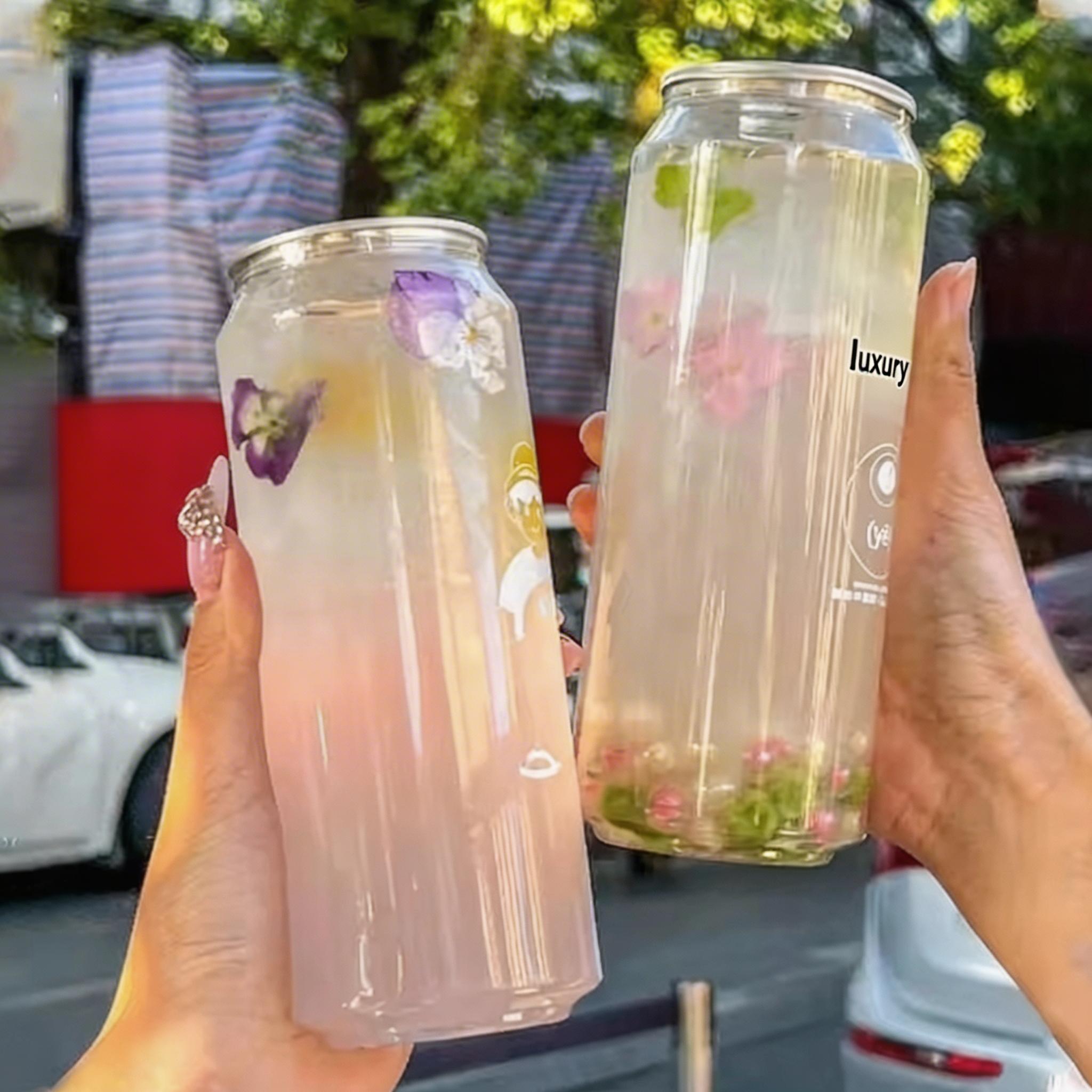 Custom PET Transparent Pop Cans 330ml 500ml Plastic Soda Cold Brew Coffee Juice Beverage Bottles