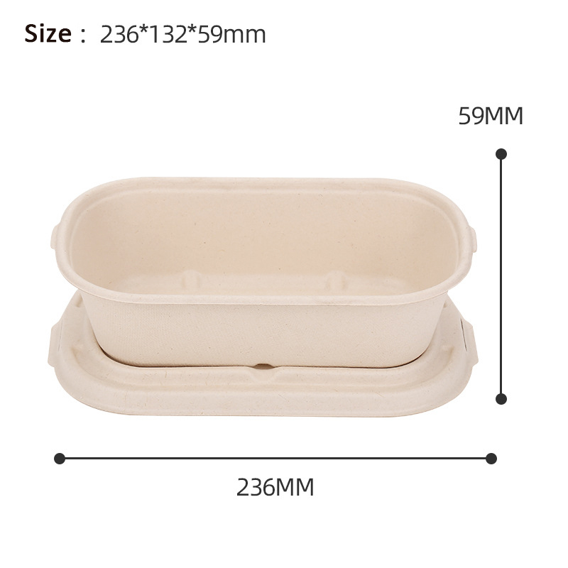 Eco Food Packaging Boxes Biodegradable 1000ml White Lunch Boxes With Lid Disposable Bento Food Container Boxes