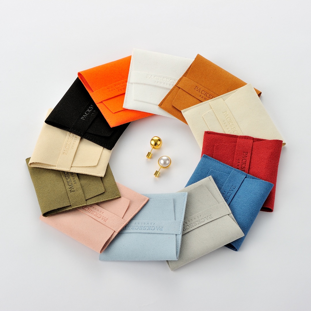 Custom Logo Stylish Envelope Velvet Packaging Jewelry Necklace Pouch Bag Pink Envelope Velvet Suede Microfiber Jewelry Pouches