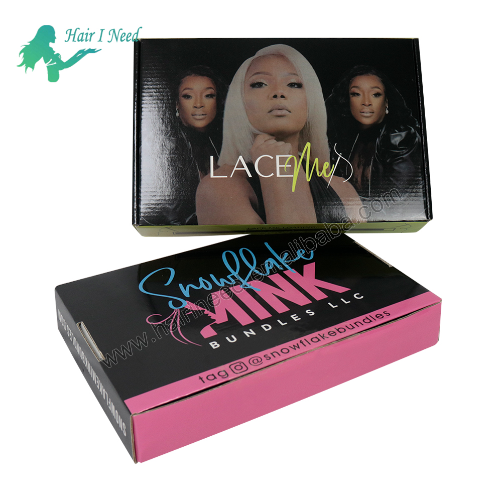 Folding Custom logo Printing Corrugated Shipping Boxes Mail Box for Human Hair Weave