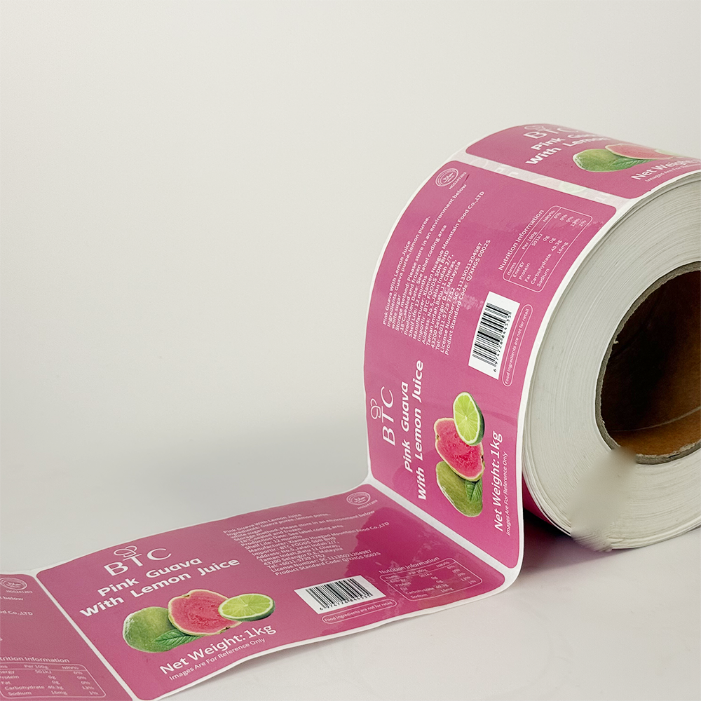 Custom Beverage Bottle Labels Waterproof BOPP Sticker Roll for Juice Tea Drink Packaging
