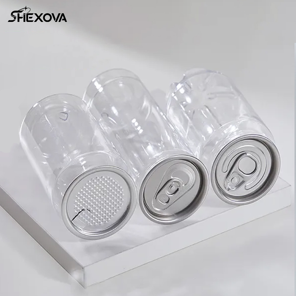 Trending Customizable Logo Clear PET Plastic Can with Pull Ring Jar Bottle for Cake Cold Drinks Beverage and Leak-Proof Design