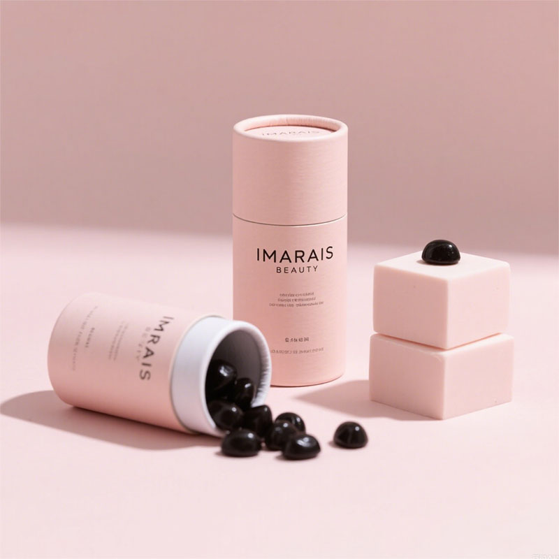 Biodegradable Food Grade Paper Tube Packaging For Gummies Supplements Vitamin Pills Luxury Cylinder Box Custom Printed JarSS