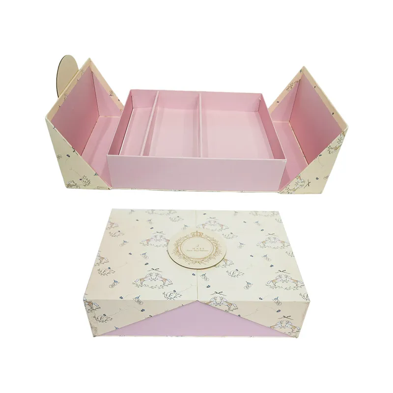 Double-Flap and Drawer Luxury Gift Packaging with Metal Tag for Moon Cake Packing