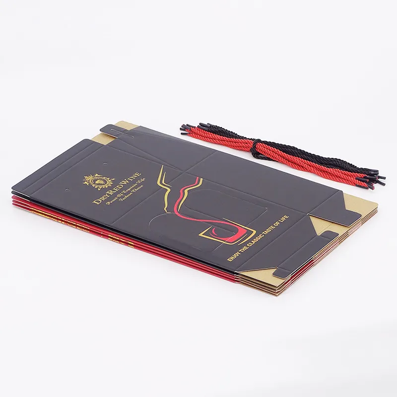 Custom Double and Single Red Wine Corrugated Paper Golden Hot Stamping Luxury Cardboard Paper Magnetic Liquor Gift Packaging Box