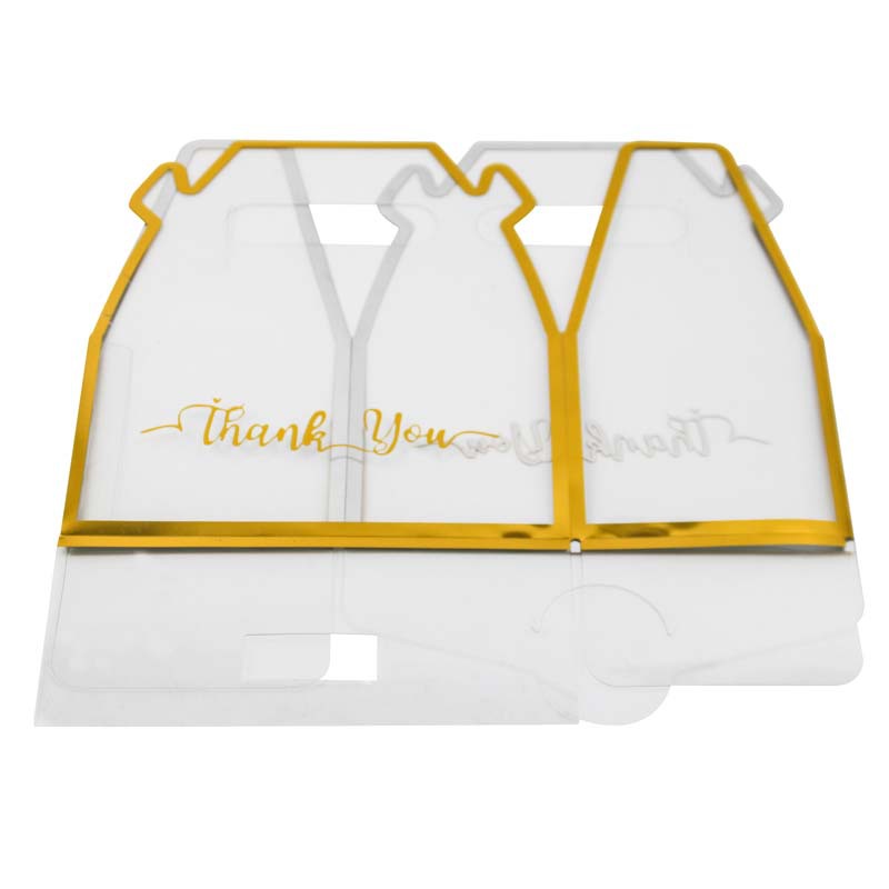 CSMD Chinese Manufacturers PVC Materials Gold Strap Line Wholesale Empty Food Packaging Transparent Plastic Gift Box with Handle