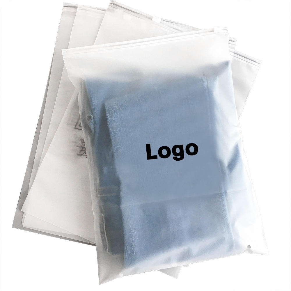 Free Sample Custom Your Own Logo Recycled PE Frosted Apparel Ziplock Shipping Clothing Packing Plastic Bags T Shirt Zipper Bags