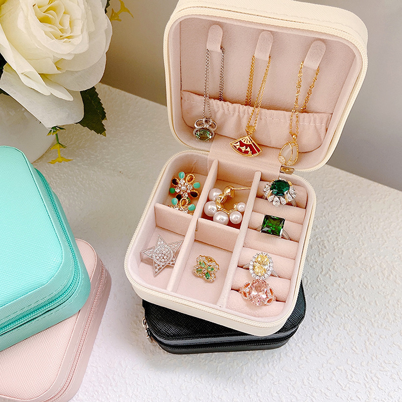 Portable Jewel Display Case Pu Leather Travel Jewelry Storage Box Custom Earrings Ring Organizer Packaging Cases For Gifts