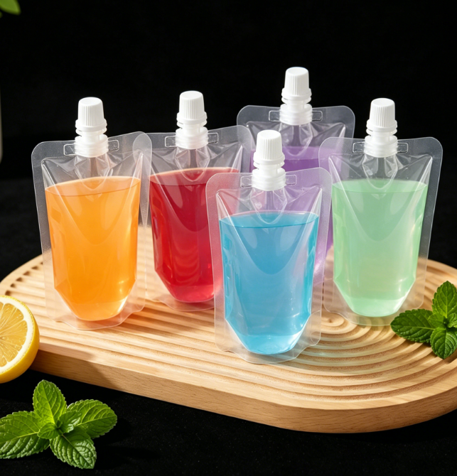 In Stock Beverage Storage Bag with Nozzle for Juice Milk Jelly Drink Packaging Gravure Printing Surface Handling Use for Beer