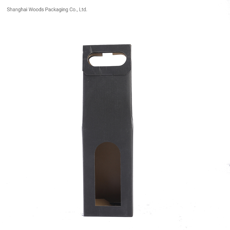 Recycled Cardboard Material One Bottle Carrier Packaging for Wine with Handle