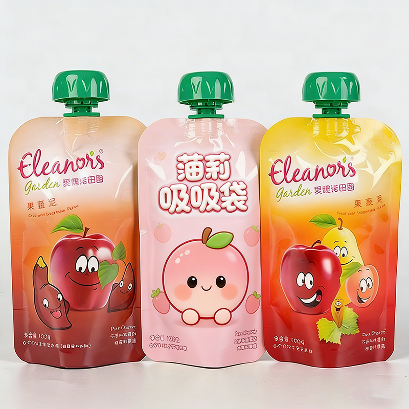 Custom Shaped Recyclable Stand up Pouch Bags with Spout for Juice Soda Beverage Packaging Gravure Printing