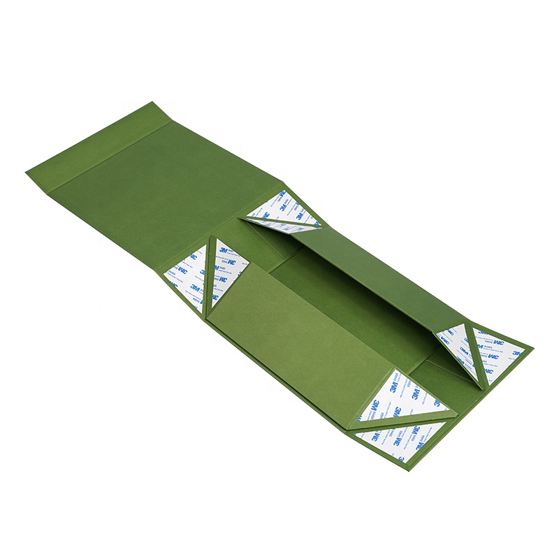 Luxury Green Flap Lid Packaging Rigid Cardboard Custom Folding Boxes Magnetic Closure Gift Box With Ribbon
