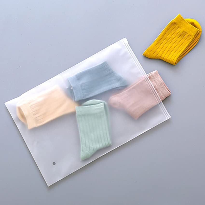 Custom Logo Frosted Zipper Bags, Resealable Plastic Pouches for Clothing, Apparel &amp; T-Shirt Packaging
