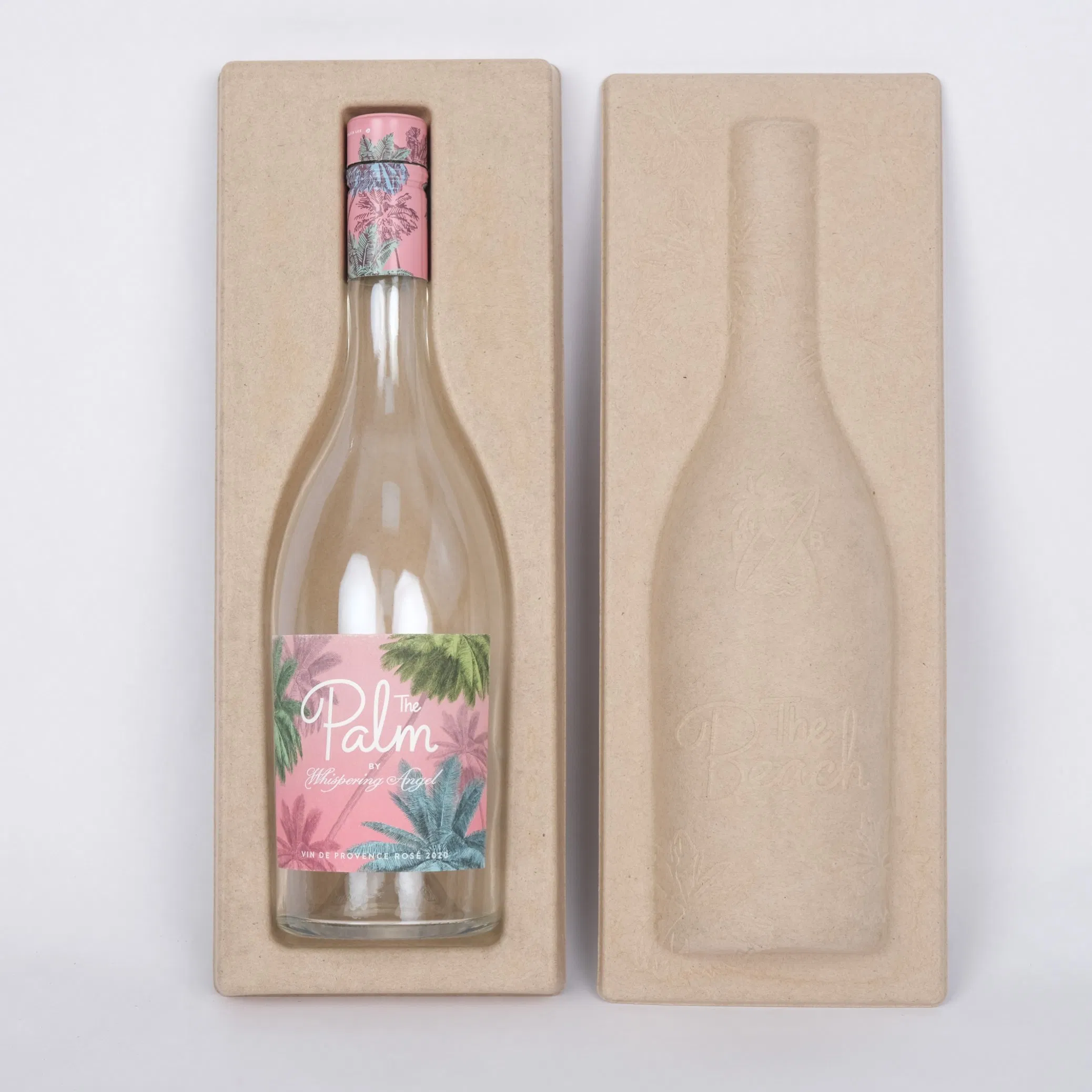 Custom Biodegradable Wine Bottle Wet Press Moulded Paper Pulp Protection Tray Packaging