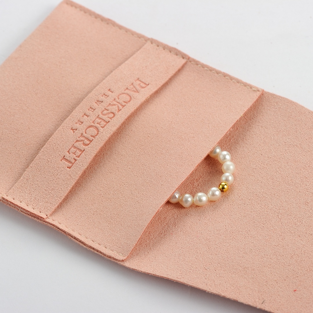 Custom Logo Stylish Envelope Velvet Packaging Jewelry Necklace Pouch Bag Pink Envelope Velvet Suede Microfiber Jewelry Pouches