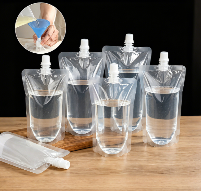 In Stock Beverage Storage Bag with Nozzle for Juice Milk Jelly Drink Packaging Gravure Printing Surface Handling Use for Beer