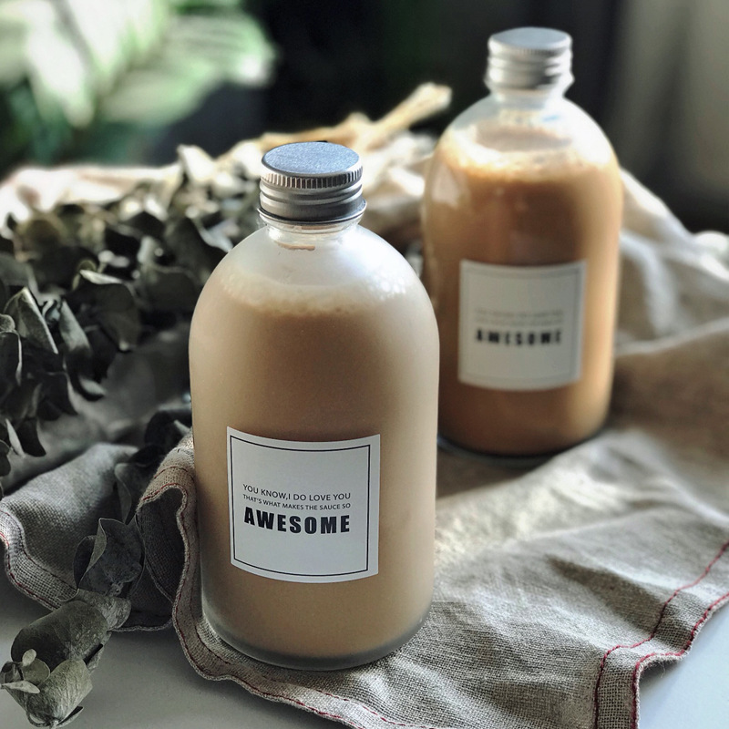 Wholesale 250Ml 350Ml 500Ml Clear Frosted Round Coffee Beverage Fruit Juice Glass Bottle For Carbonated Drinks